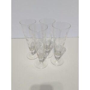 Vintage Arcadia Etched Pilsner Glass Olean Chic Home Barware Craft Beer Set Of 4